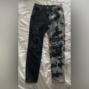 CARMAR Black and Grey Ripped Patterned Jeans